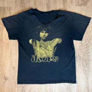 The Doors Jim Morrison Distressed Band T-Shirt Black Yellow Size M Vintage Cut